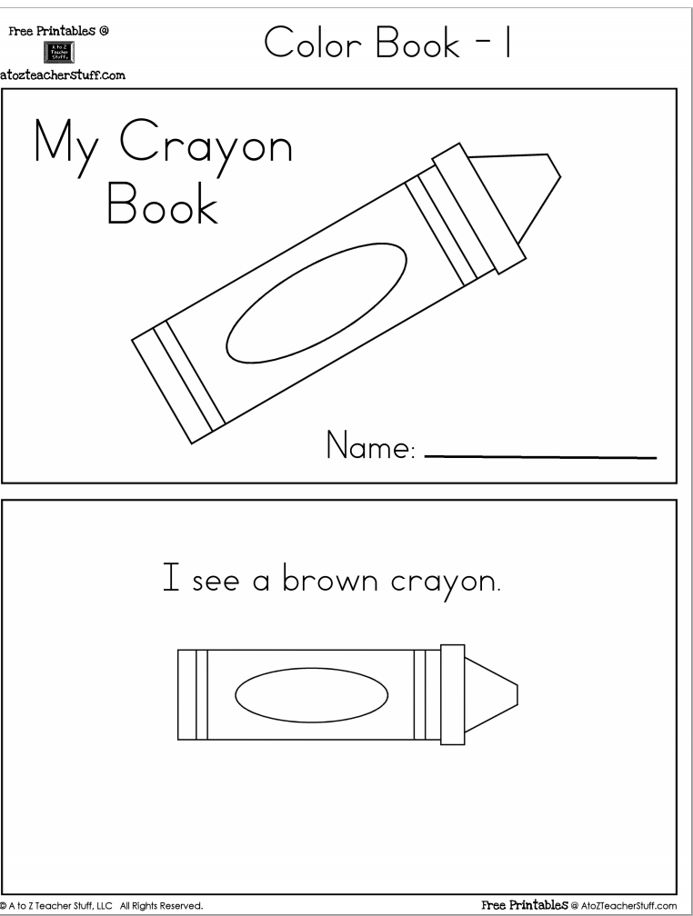 Crayon colors printable book a to z teacher stuff printable pages and worksheets