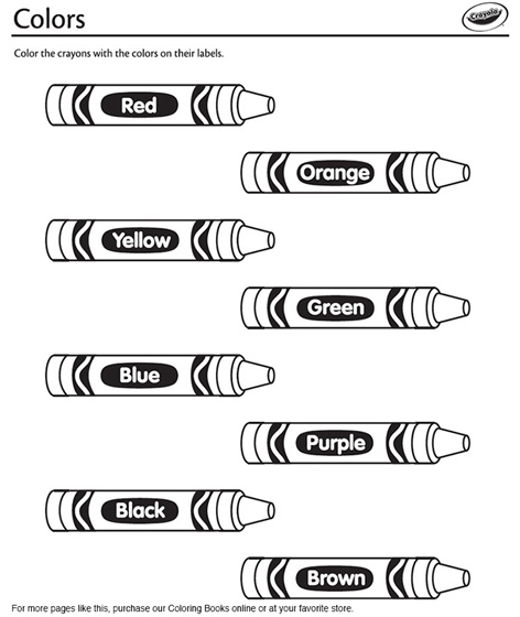 Color the crayons coloring page