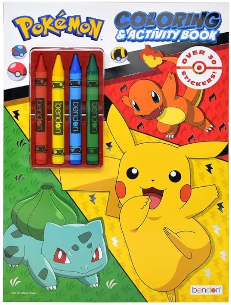 Pokãmon coloring activity book with crayons included over stickers games puzzles pokãmon cards more pokãmon characters coloring book gifts for kids of all ages boys