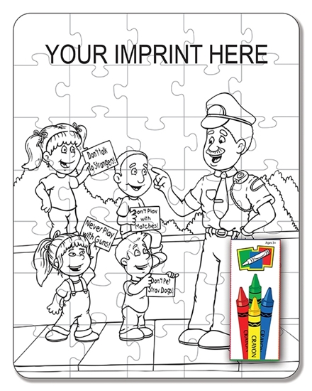 Crime prevention coloring puzzle set