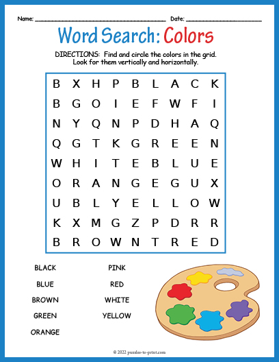 Colors word search