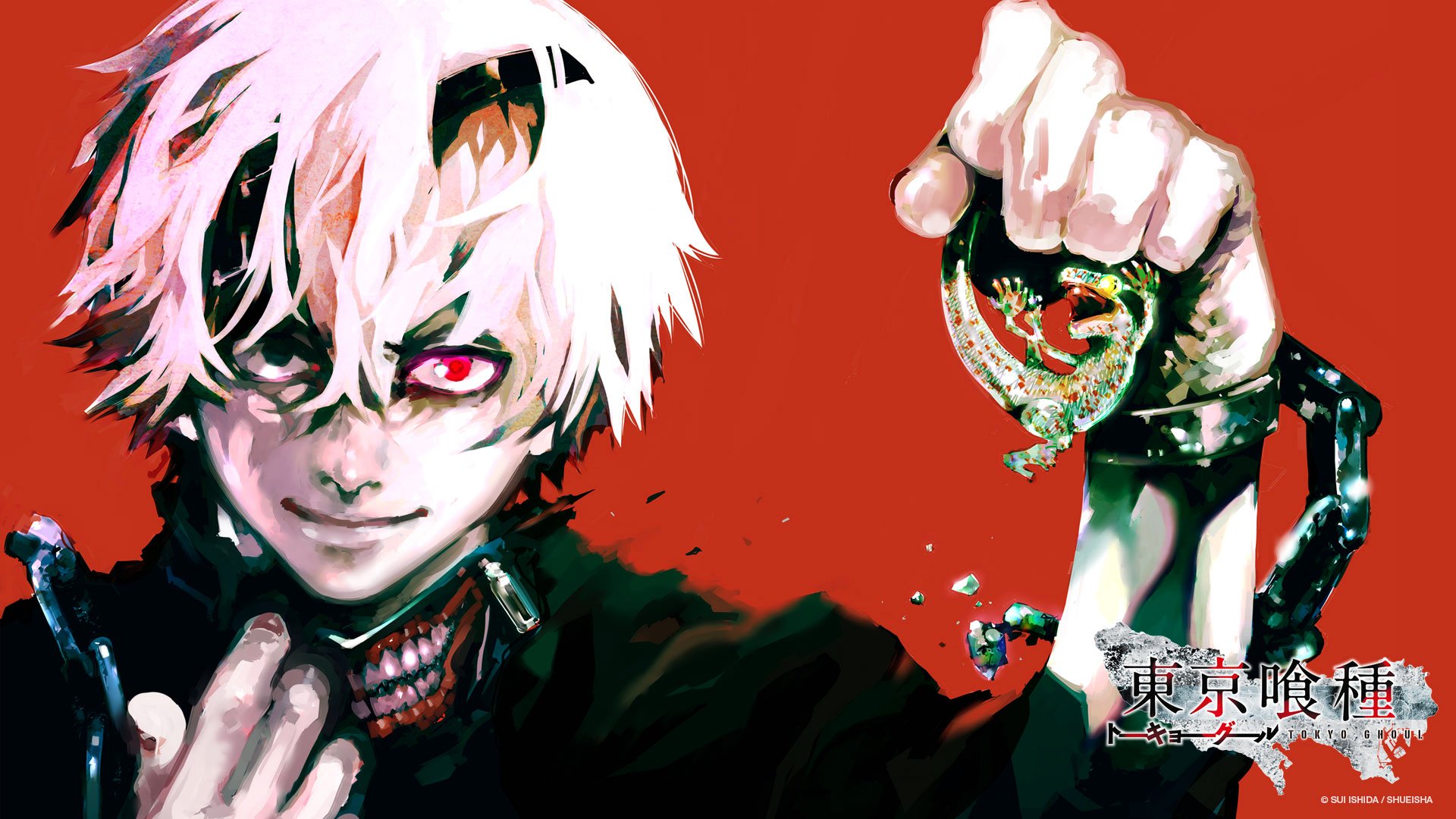 Tokyo ghoul anime gore red shot hair white red eyes mascara crazy wallpapers hd desktop and mobile backgrounds