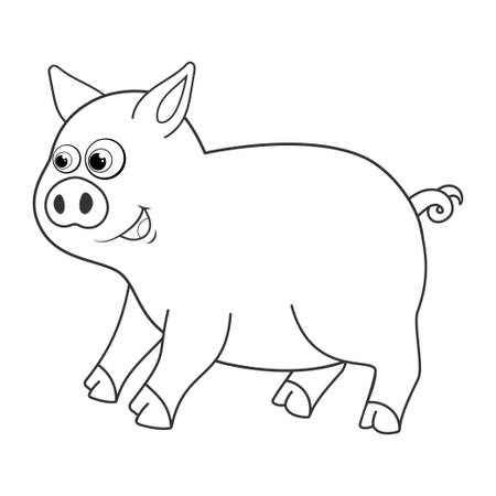 Colorless cartoon pig smiles coloring pages template page for coloring book of funny piglet or piggy for kids practice worksheet or anti