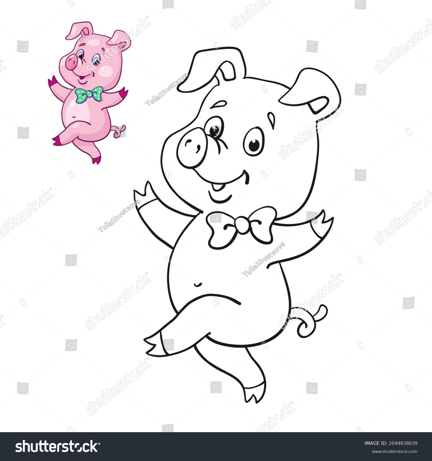 Funny piglet dancing black white picture stock vector royalty free