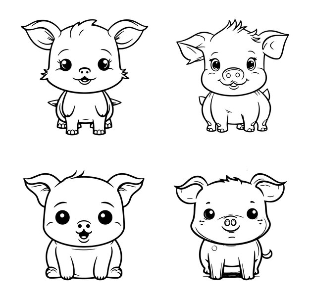 Premium vector coloring book illustration funny piggy kawaii coloring page vector illustration