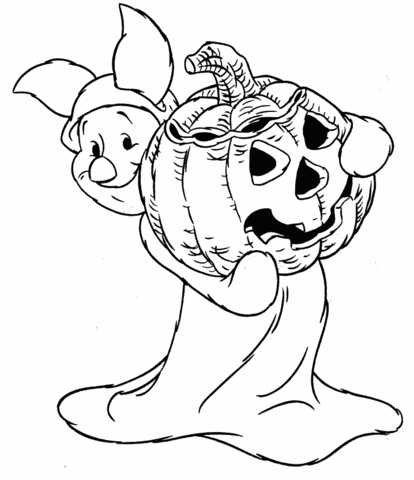 Piglet in a halloween costume coloring page free printable coloring pages