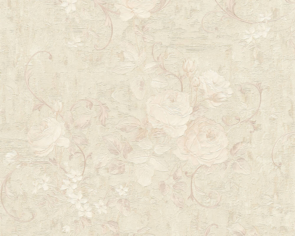 As crãation wallpaper flowers beige cream grey silver