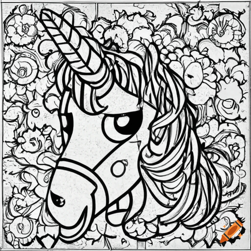 Create coloring pages of fun unicorns black and white simple on