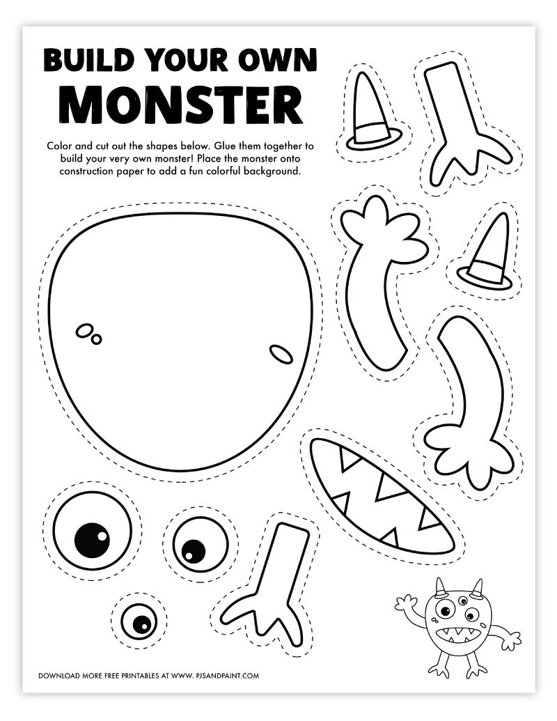 Build your own monster free printable halloween preschool monster crafts free printable crafts