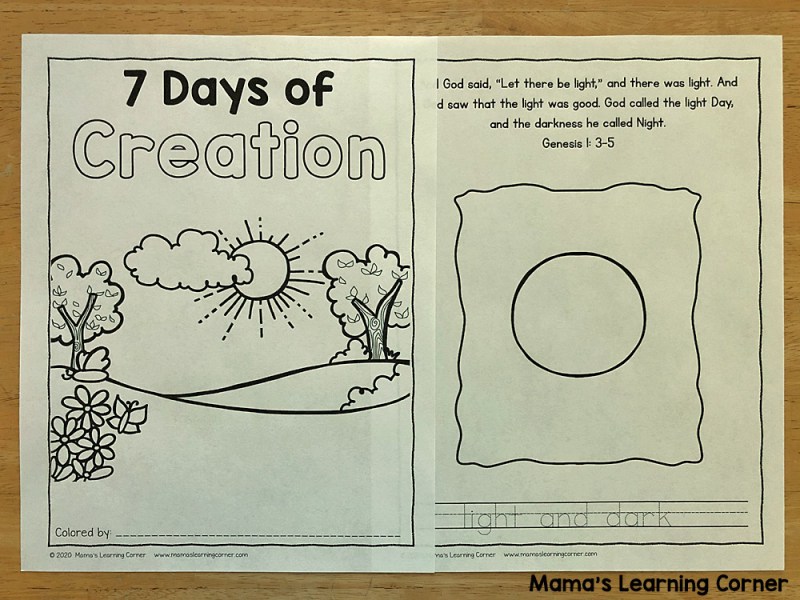 Days of creation coloring pages