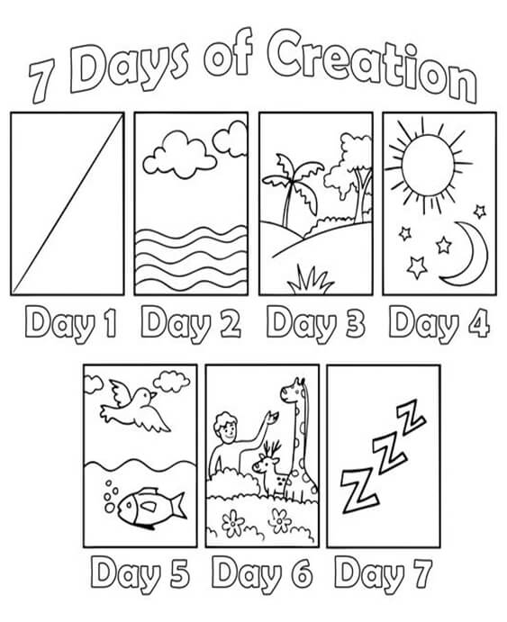 Free easy to print creation coloring pages