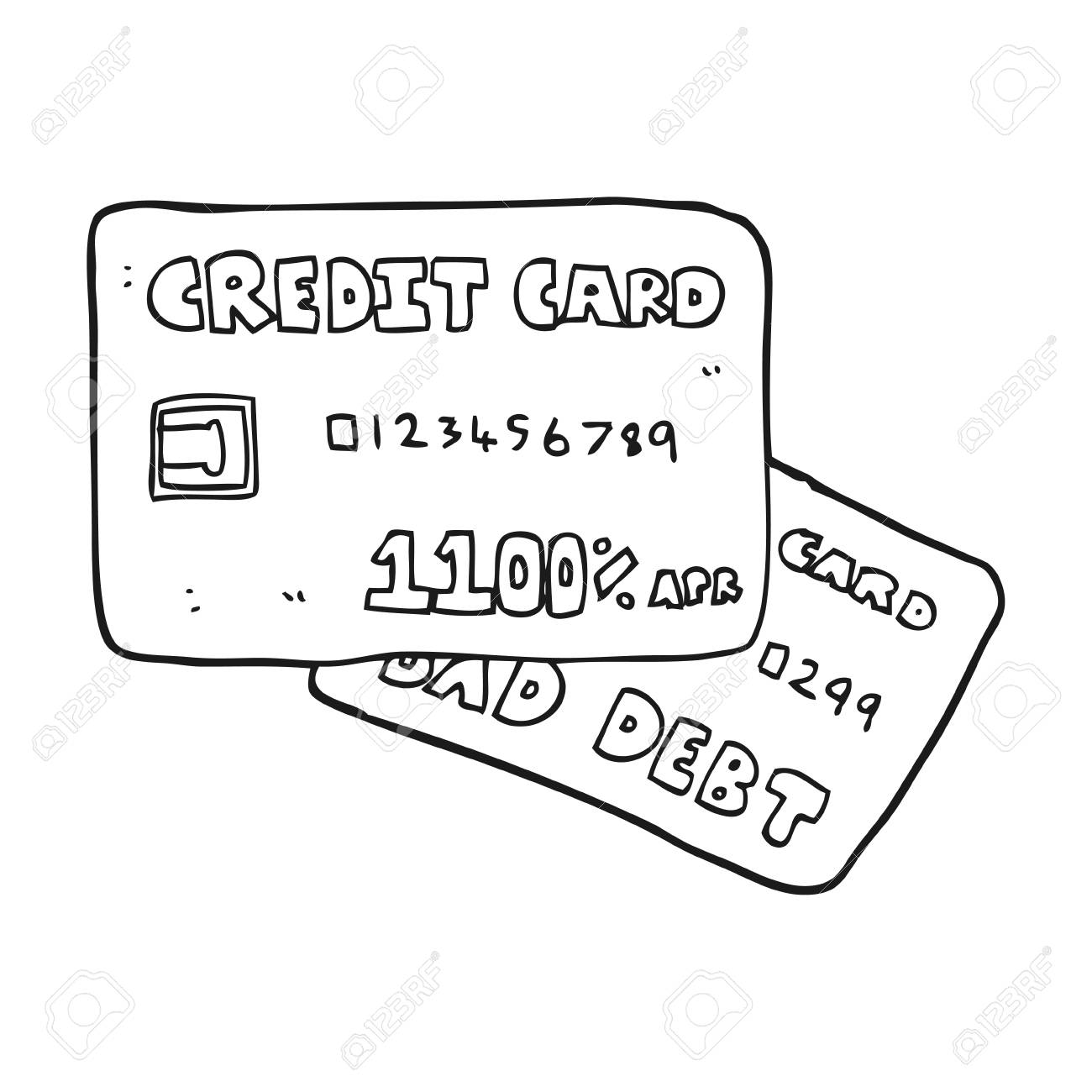 Freehand drawn black and white cartoon credit cards royalty free svg cliparts vectors and stock illustration image