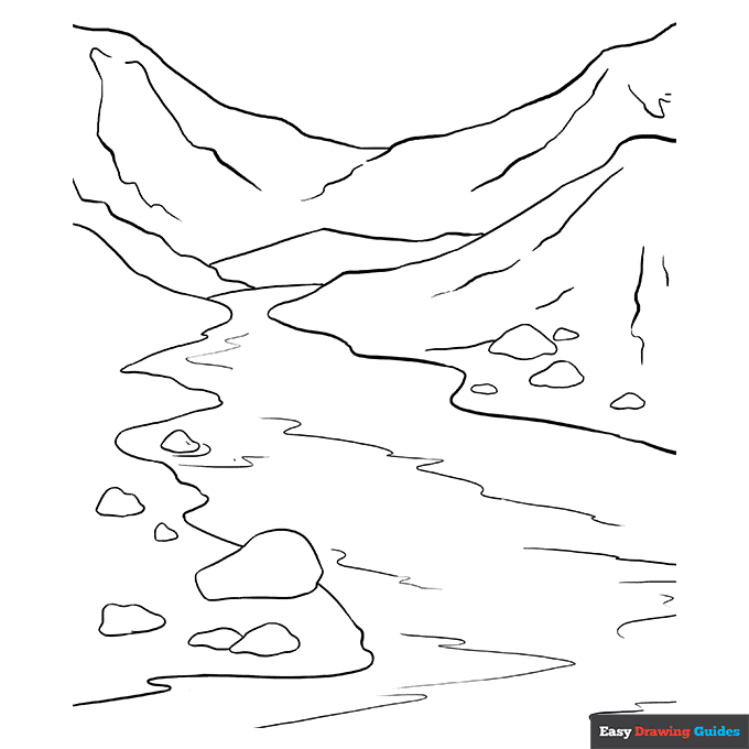 River coloring page easy drawing guides