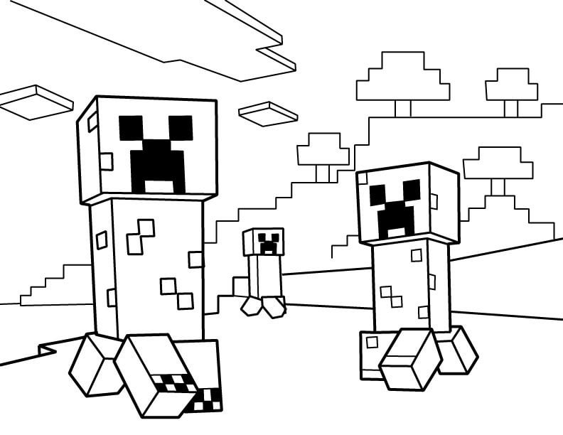 Minecraft coloring page for kids upvpgamesusa