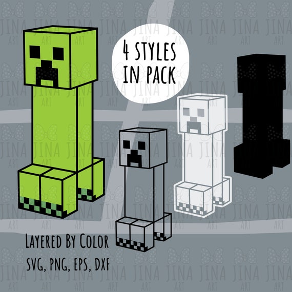 Buy creeper svg minecraft cricut file creeper layered color video game svg outline stencil silhouette online in india