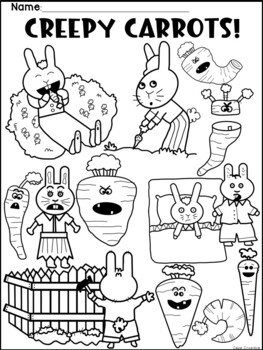 Creepy carrots book writing sequencing coloring activity by casey crumbley