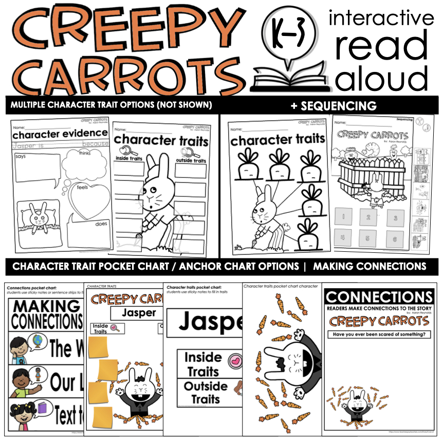 Creepy carrots interactive read aloud activities craft halloween reading prehension made by teachers