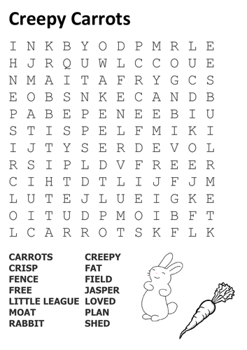 Creepy carrots word search and coloring page teaching resources