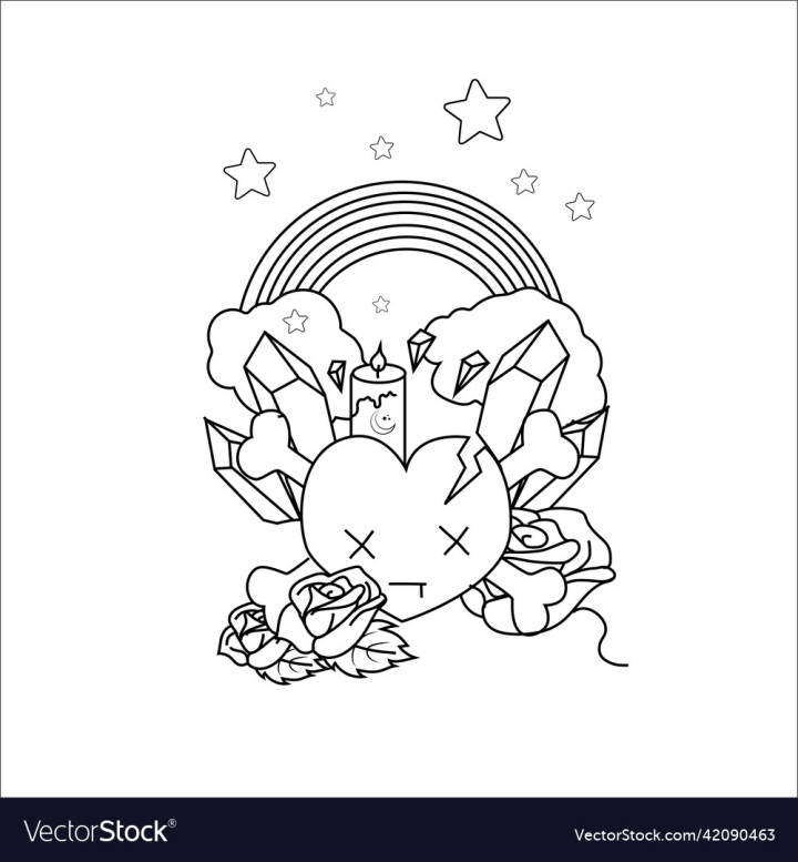 Free cute creepy kawaii coloring page