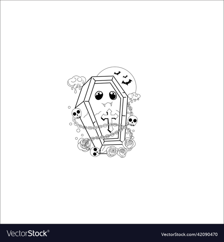 Free cute creepy kawaii coloring page