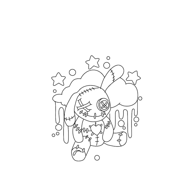 Premium vector creepy kawaii coloring page for kids