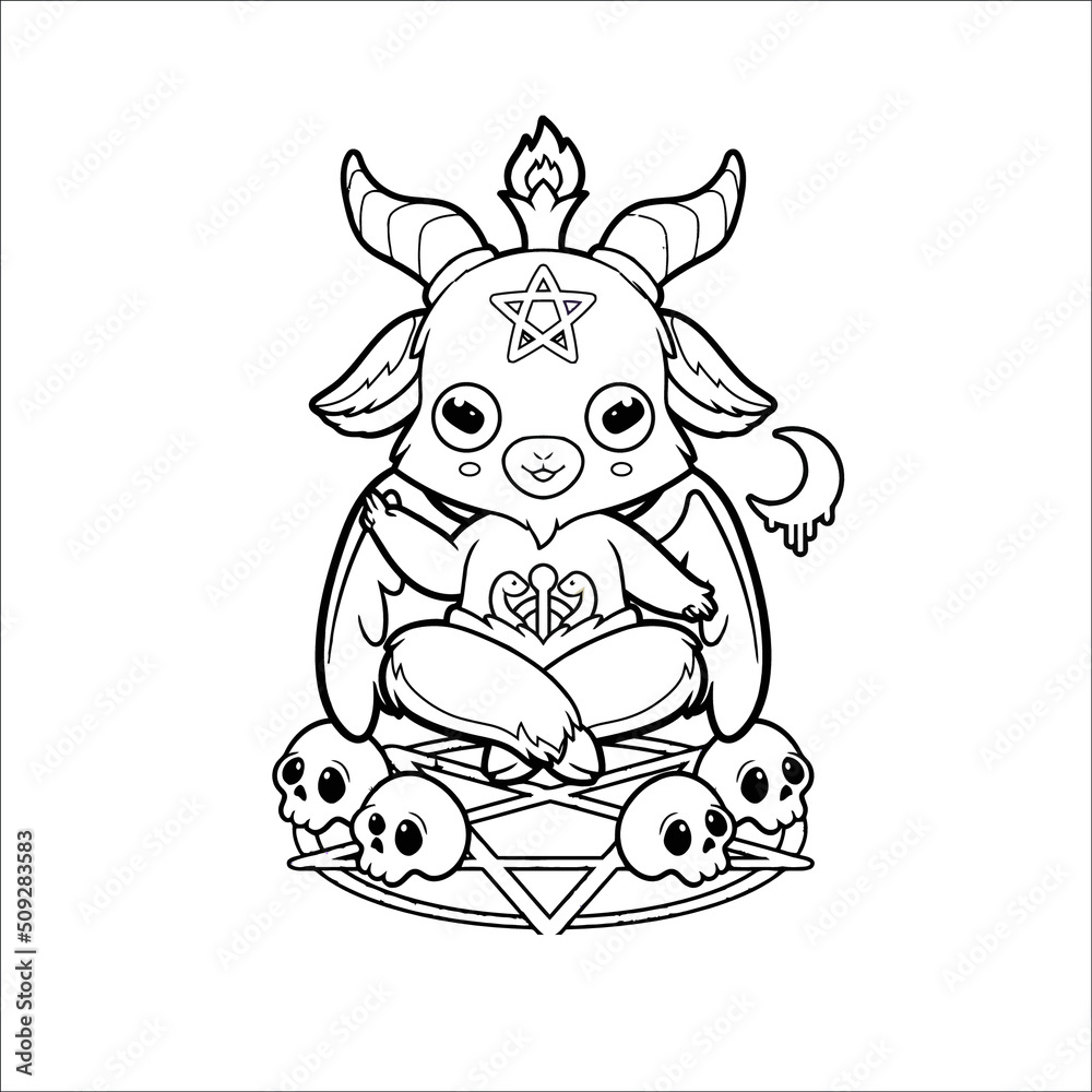 Creepy kawaii pastel goth coloring creepy kawaii coloring page vector