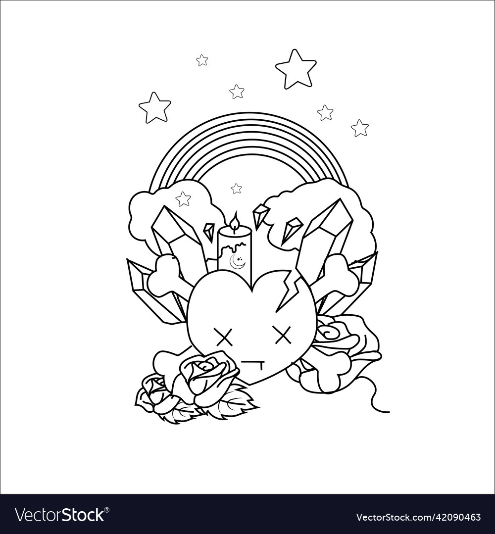 Cute creepy kawaii coloring page royalty free vector image