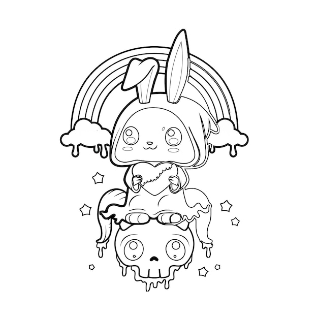 Premium vector pastel goth coloring page creepy kawaii pages