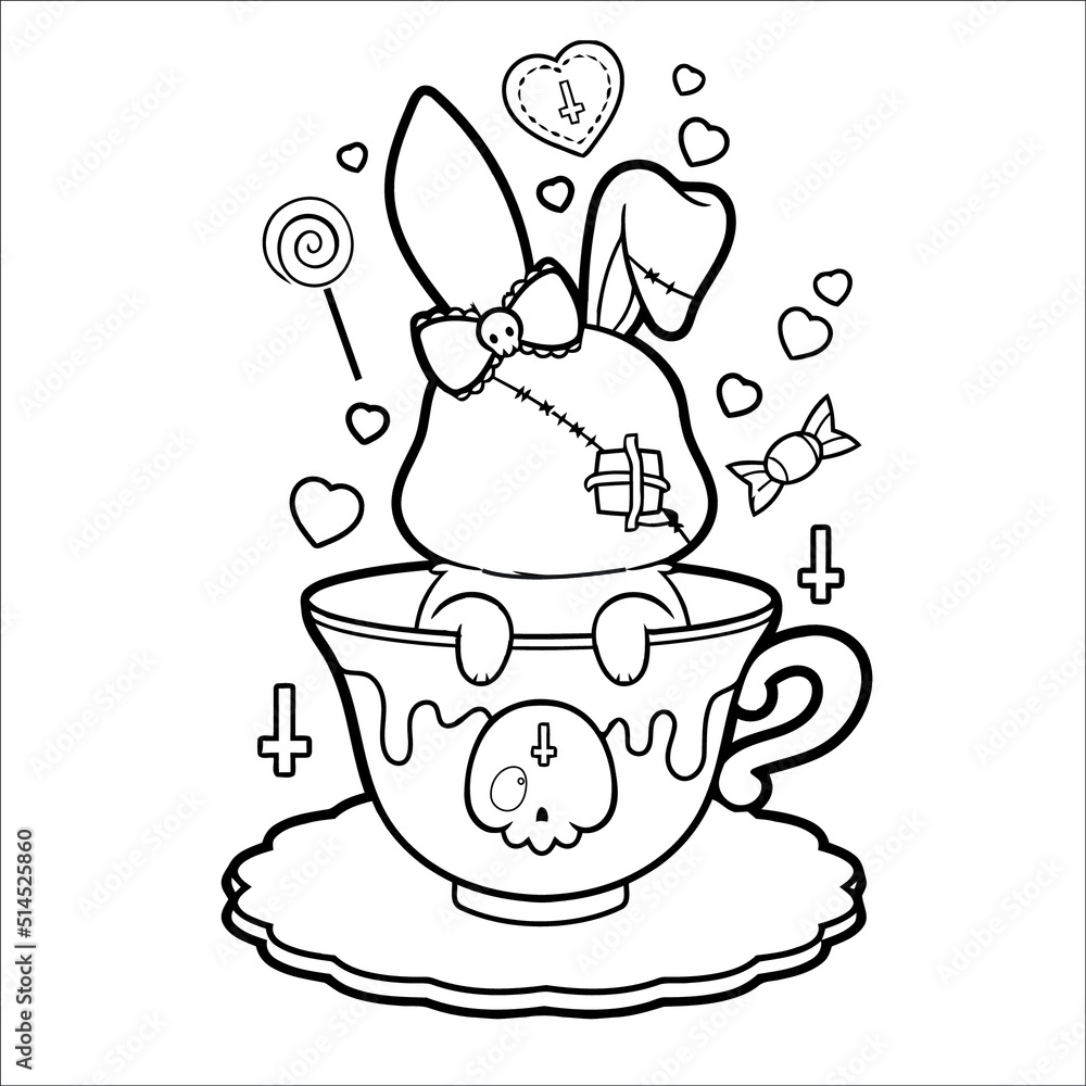 Pastel goth coloring page for kids creepy kawaii coloring page coloring page creepy page vector