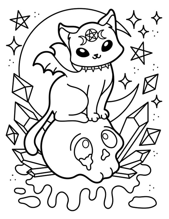 Creepy kawaii pastel goth coloring book cute horror spooky gothic coloring pages for adults