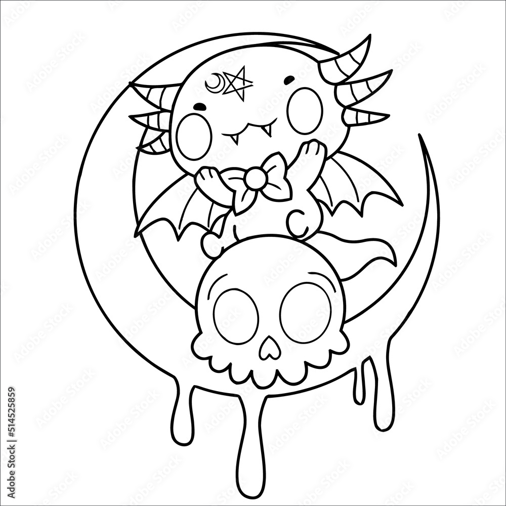 Pastel goth coloring page for kids creepy kawaii coloring page coloring page creepy page vector