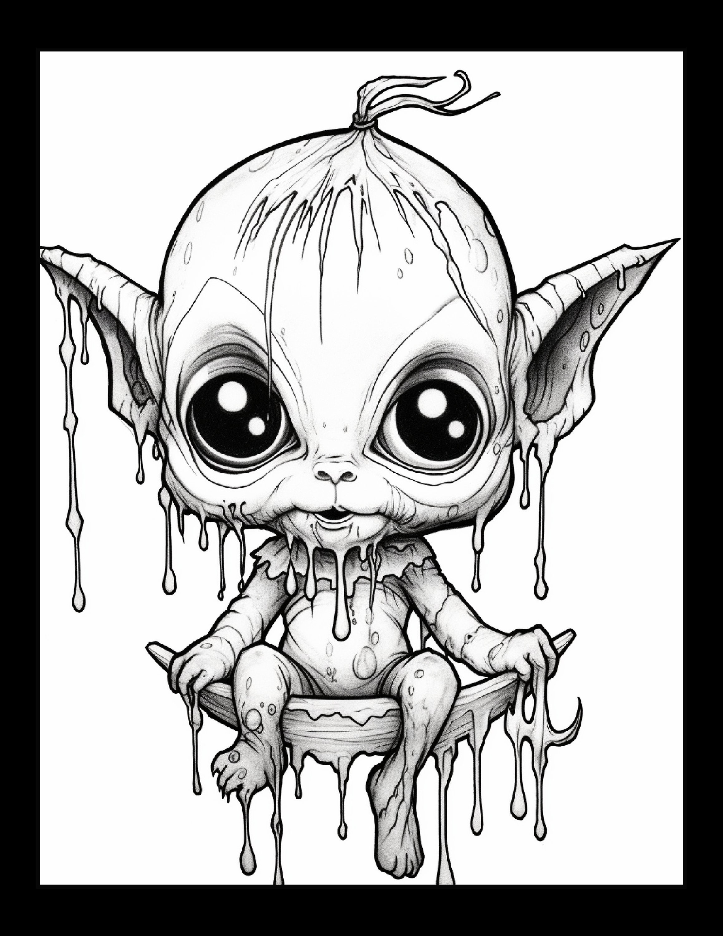 Cute and spooky monsters coloring pages printable digital download download now