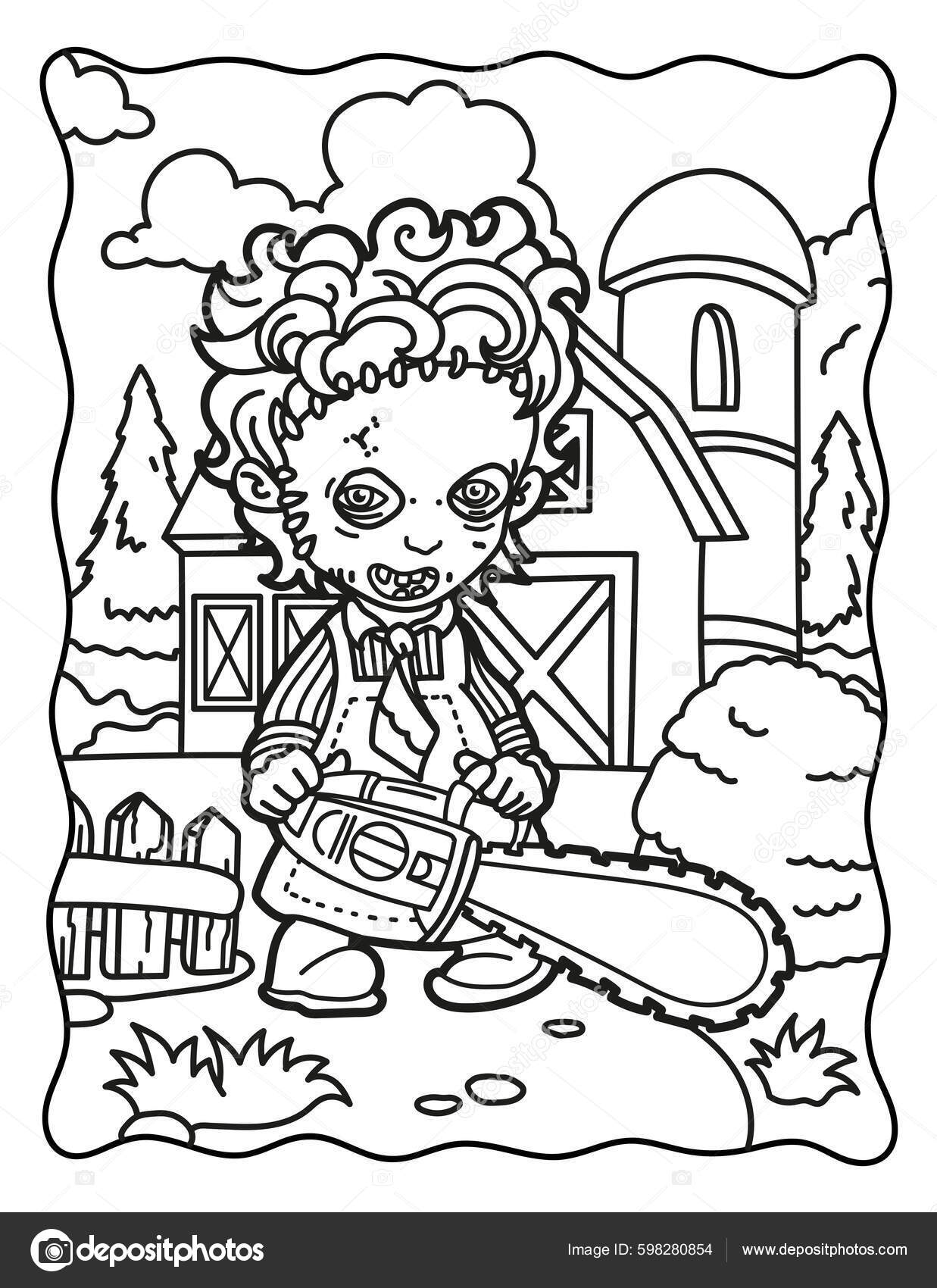 Coloring book children adults halloween coloring book creepy coloring book â kuvapankkivektori meineillustrations