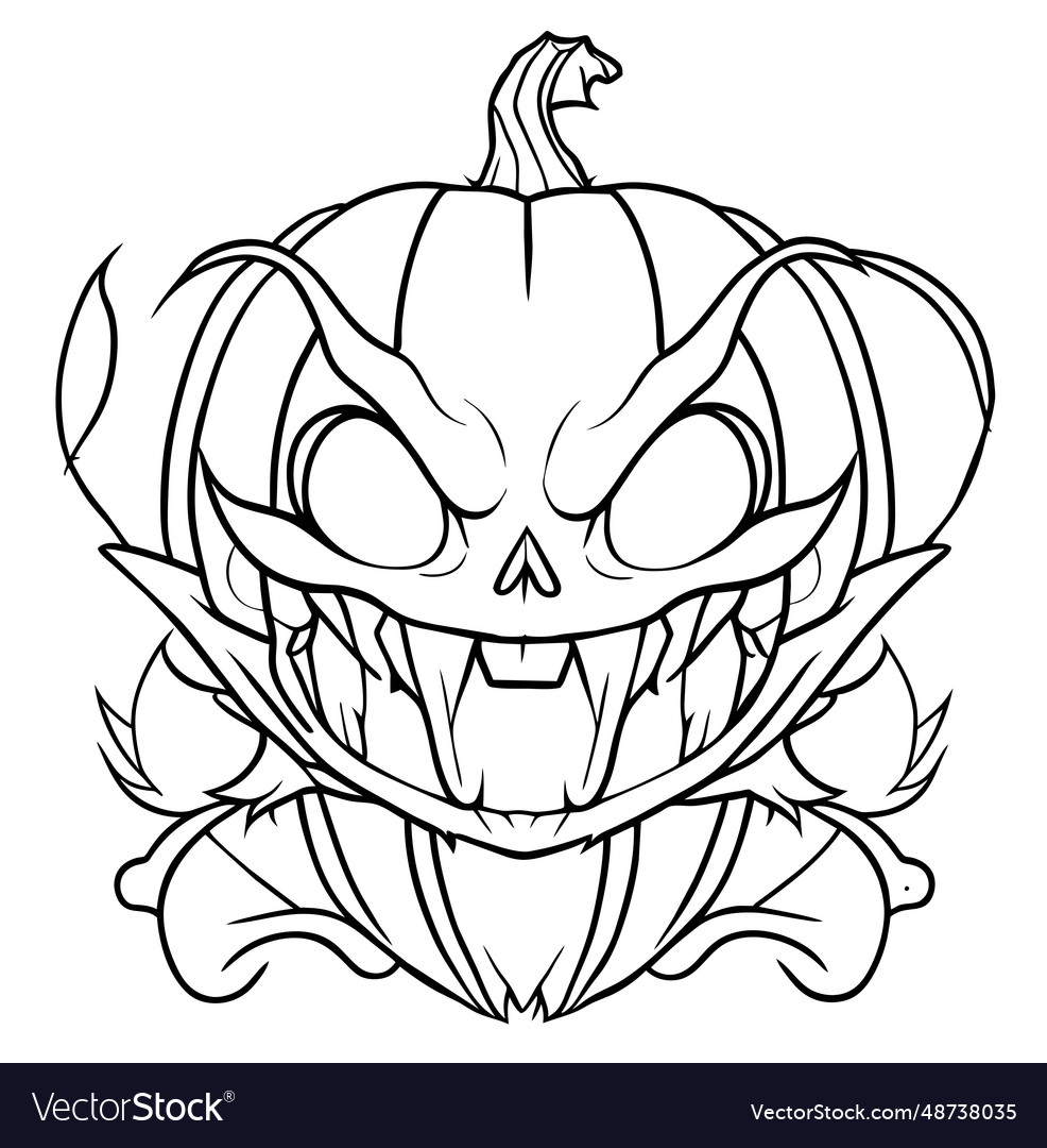 Gothic creepy pumpkin coloring page royalty free vector