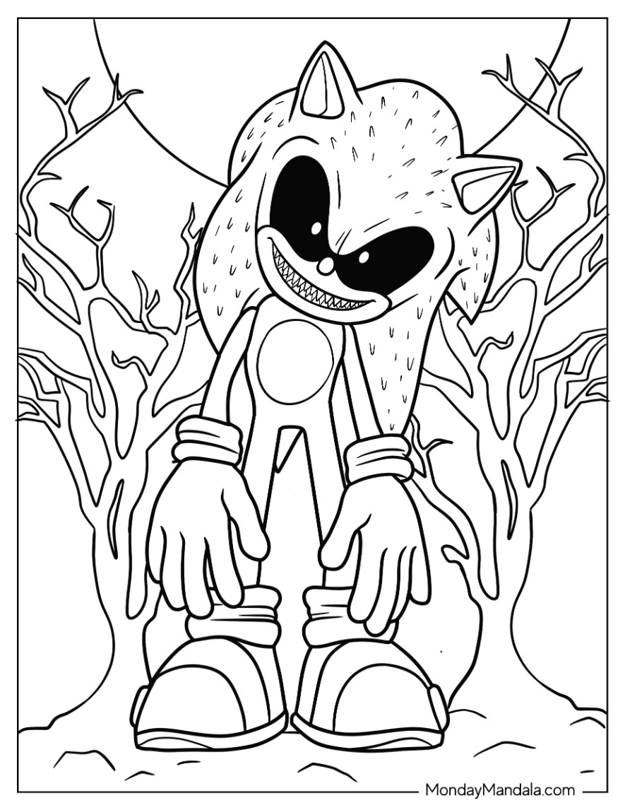 Sonic exe coloring pages free pdf printables