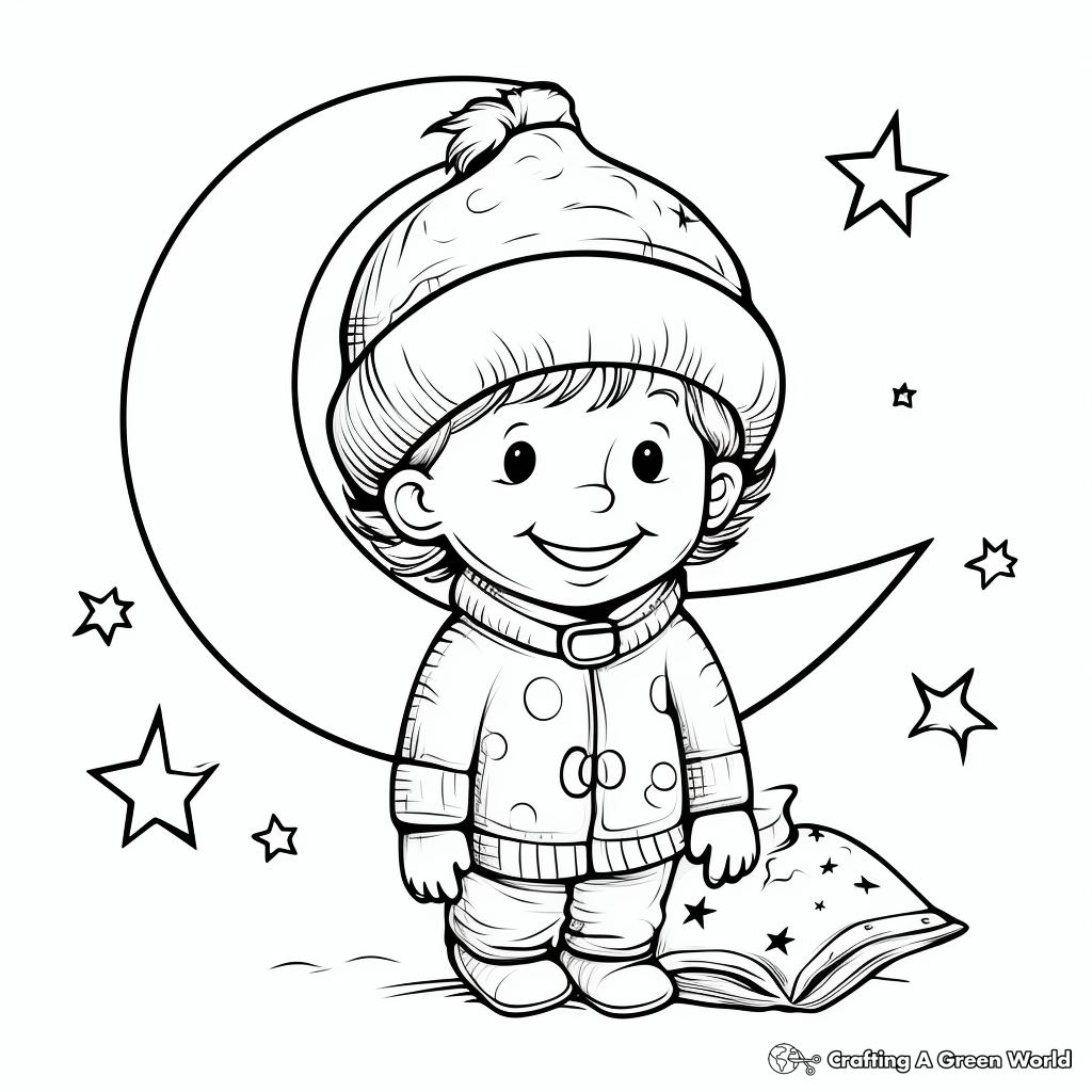 Crescent moon coloring pages