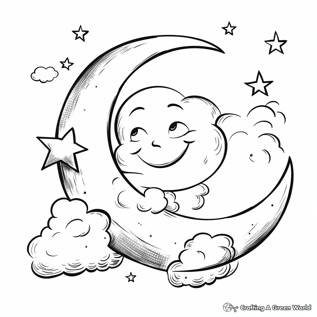 Crescent moon coloring pages