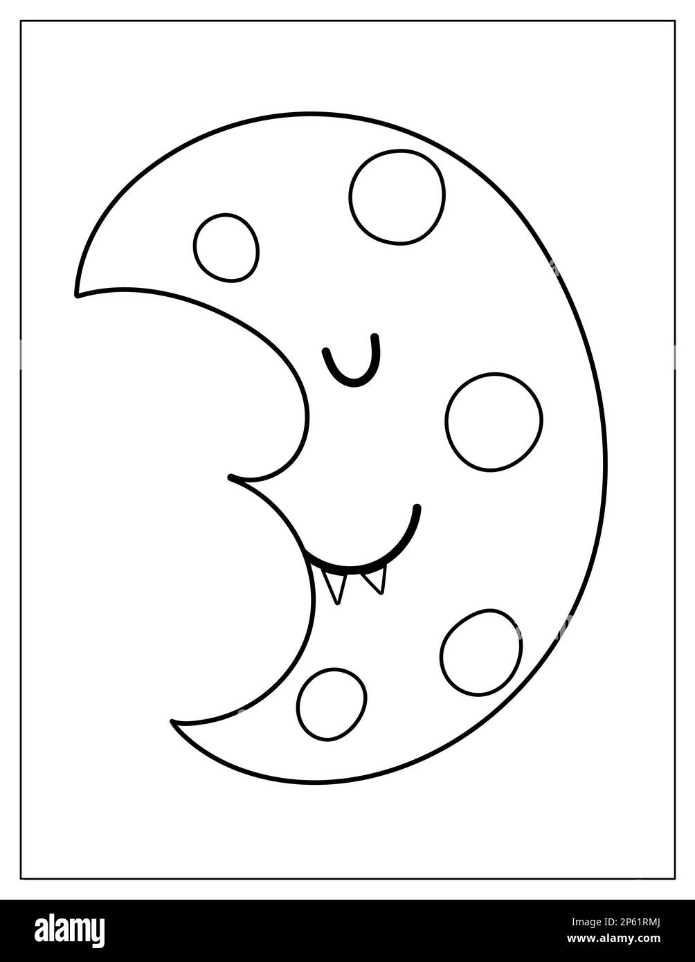 Halloween crescent coloring page cute moon with fangs print for coloring book stock vector image art