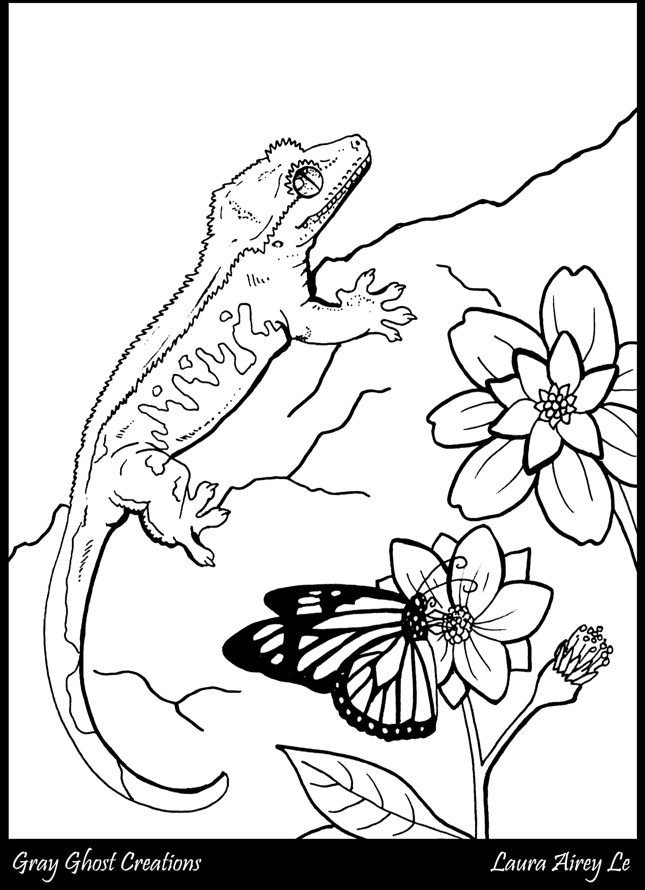 Crested gecko coloring page