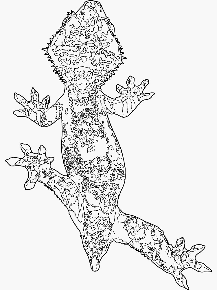 Crested gecko frog butt lineart sticker for sale by reptillery