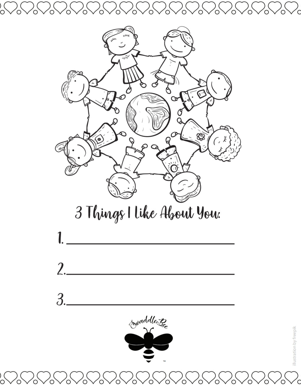 Swaddle bee coloring book page free printable friendship