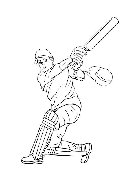 Premium vector cricket isolated coloring page for kids