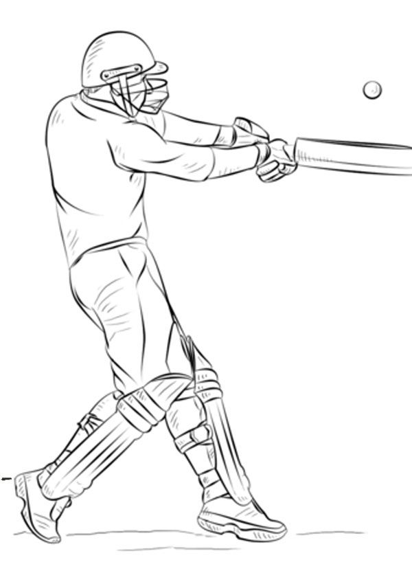 Colorful cricket batsman colorg page