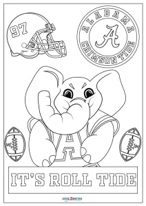 Free printable alabama crimson tide football coloring pages for kids