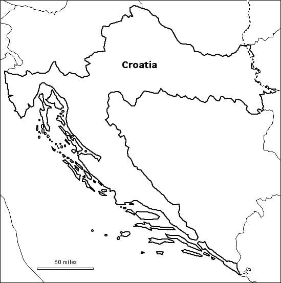 Printable croatia map coloring page