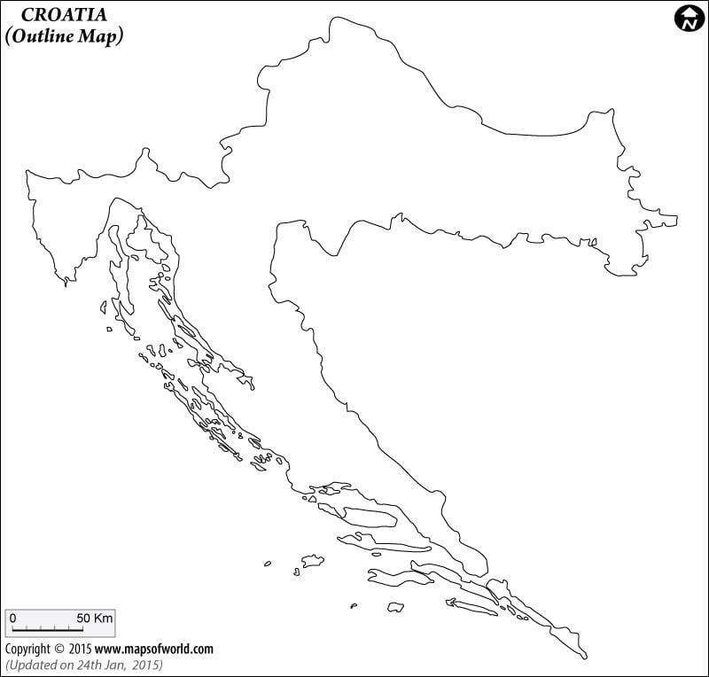 Croatia map outline blank map of croatia