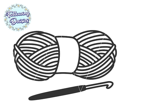 Ball of wool with crochet hook svg ball of yarn crochet hook crafting hobbies svg files for cricut and silhouette paper cut template instant download