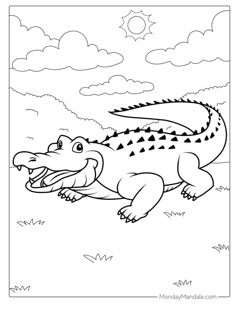 Crocodile coloring pages free pdf printables