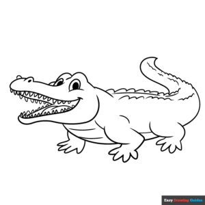 Cartoon crocodile drawing coloring page easy drawing guides