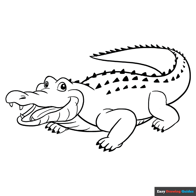 Alligator coloring page easy drawing guides